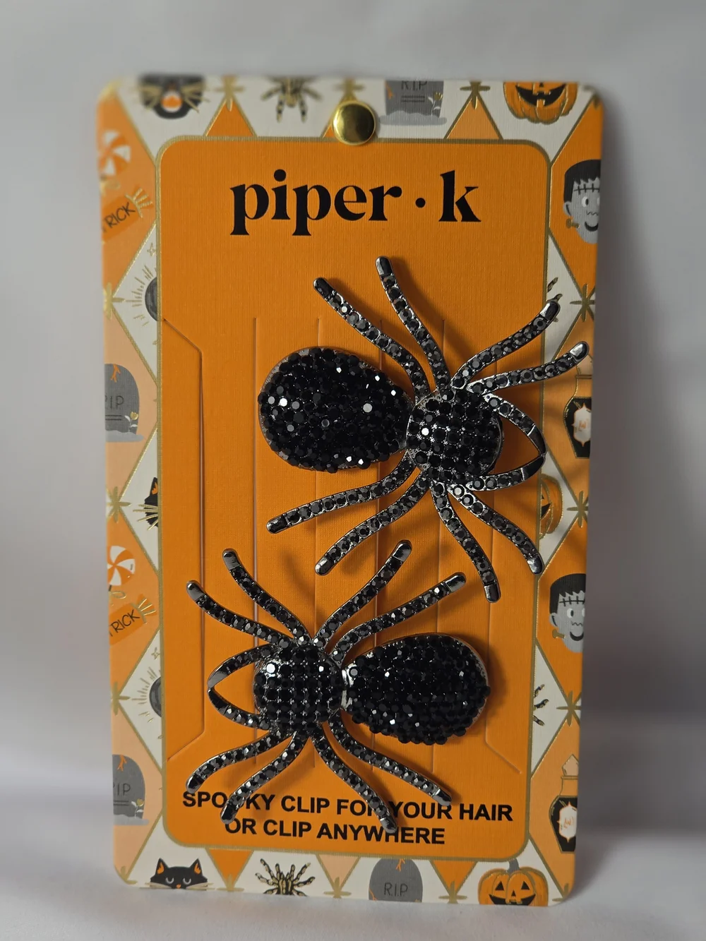 Piper Black Glitter Spider Hair Clips